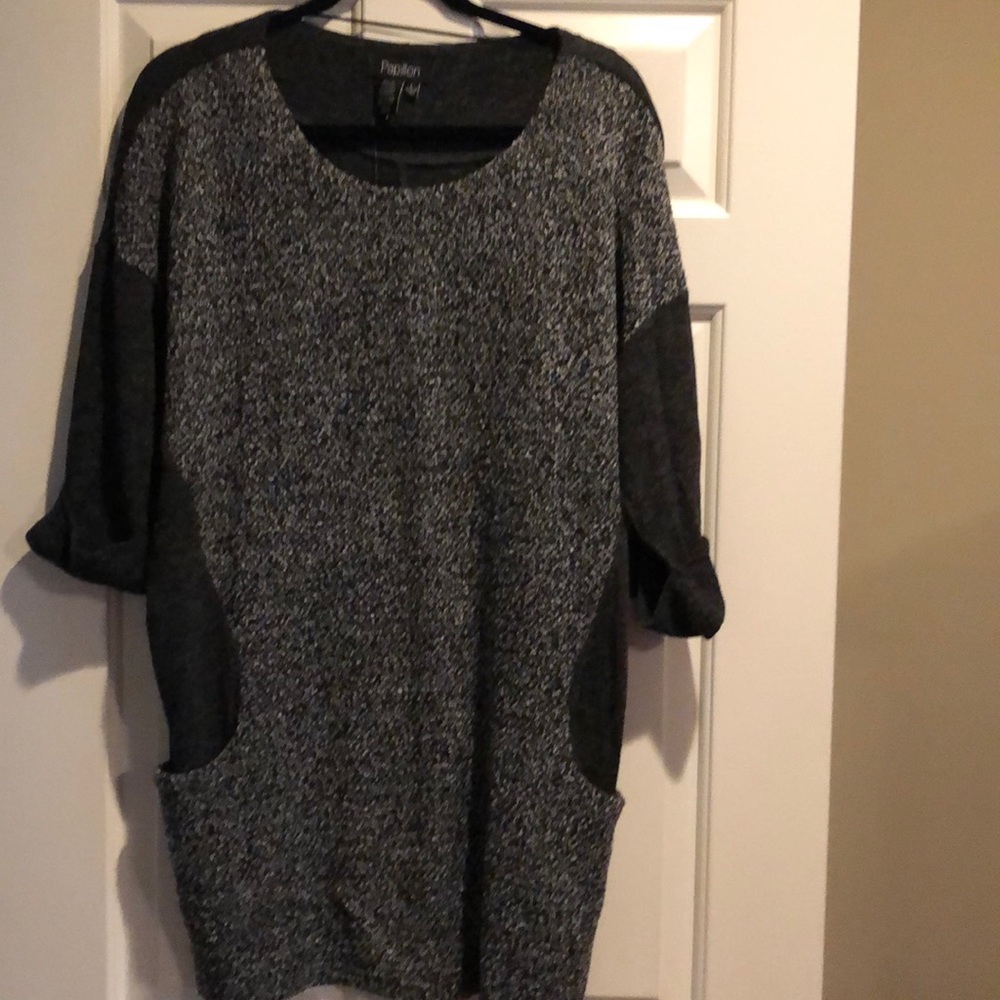 Gray tweed sweater dress